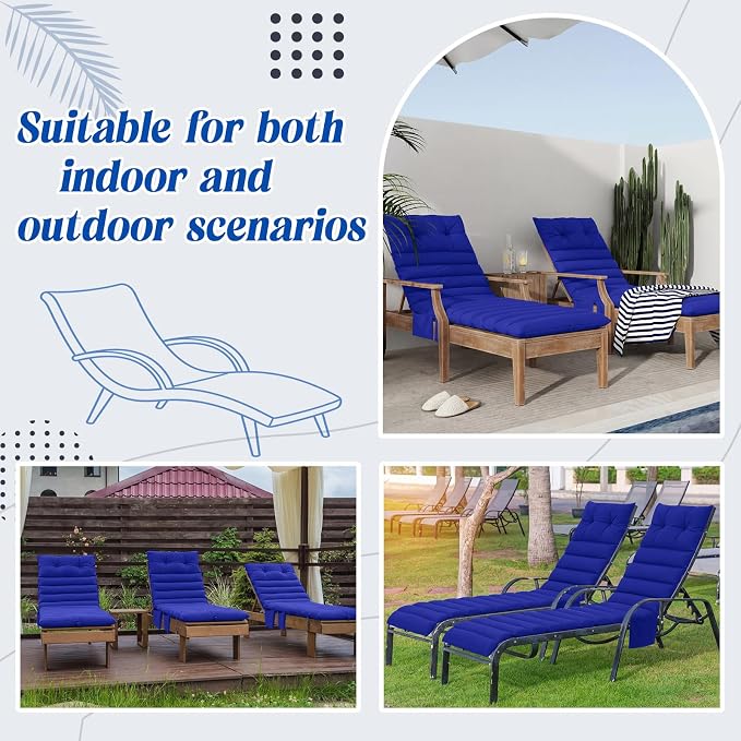 Kigley Outdoor Lounge Chair Cushions Set of 2, 72.8 x 24 x 2.3 Inch Patio - Image 5