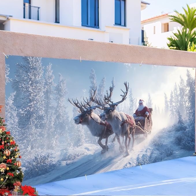 ANNA QUEEN Santa Sleigh Ride Christmas Garage Door Banner 6 x 13FT, Magical - Image 5