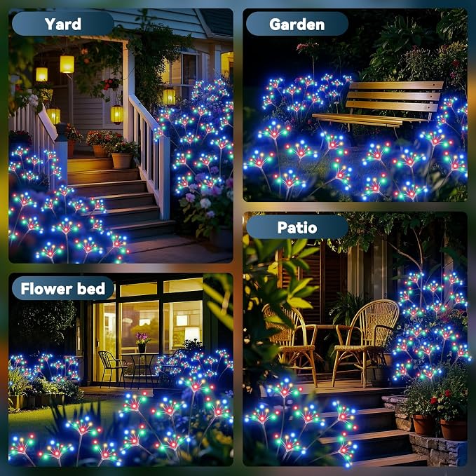 Solar Garden Lights 2 Pack Waterproof Solar Swaying Starburst Light Outdoor - Image 8