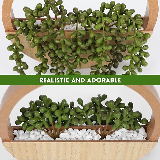 Floweroyal 2pcs Artificial Succulents Hanging Plants 12.2'' Fake String of - Image 4