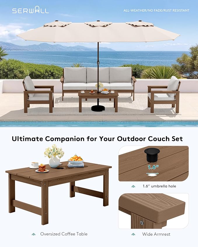 SERWALL HDPE Patio Conversation Set, 6-piece Sectional Outdoor Furniture Set - Image 5