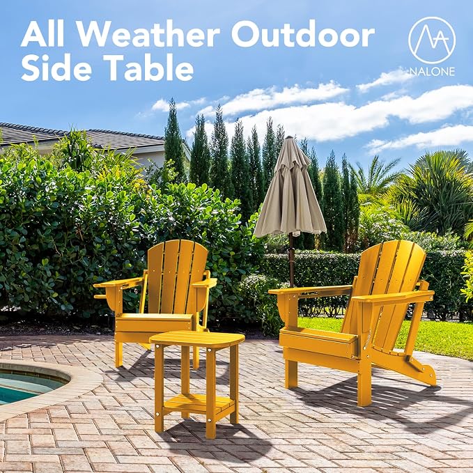 nalone Adirondack Side Table 16.5" Outdoor Side Tables HDPE Plastic Double - Image 8