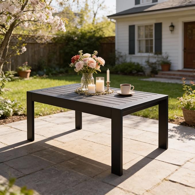 All-Weather Aluminum Outdoor Coffee Table, Modern Coffee Table by KisstheWaterPatioTool