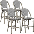 PURPLE LEAF Outdoor Counter Height Bar Stools Set of 4 26'' French Bar Height by PURPLELEAF