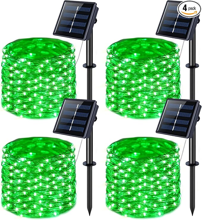 JMEXSUSS 4 Pack Green Solar Christmas Lights, Total 400 LED 132FT Solar String by JMEXSUSS