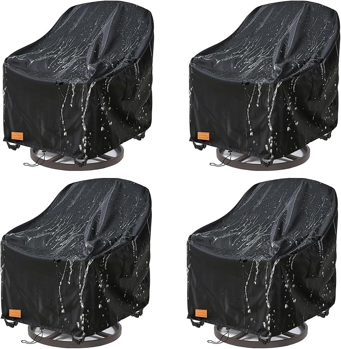 Swivel Patio Chair Cover 4 Pack, 600D Waterproof Heavy Duty Outdoor Chair Cover by UNARK