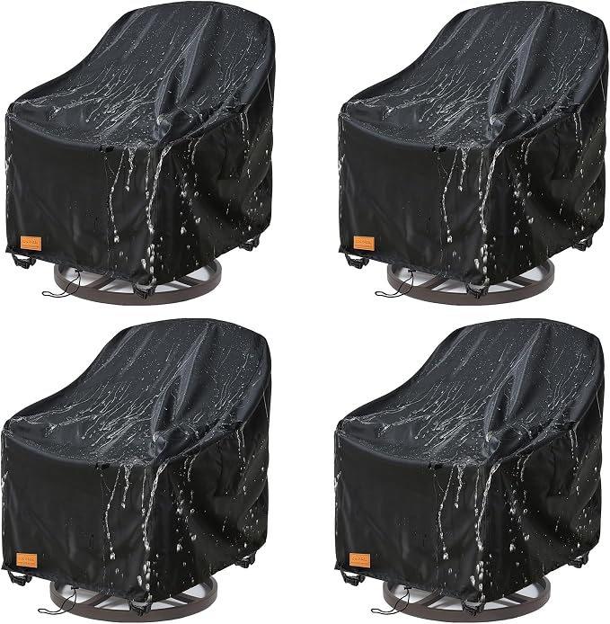 Outdoor Swivel Patio Chair Cover 4 Pack, 600D Waterproof Heavy Duty Outdoor by UNARK