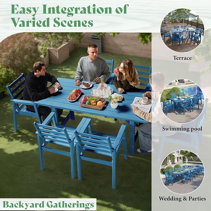 AMERLIFE 7-Piece HDPE Outdoor Dining Set - Image 8
