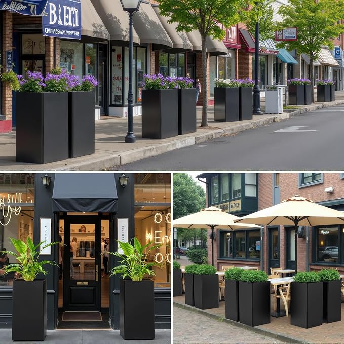 26" Tall Planters, Outdoor＆Indoor Black Planter Pots, Durable All-Weather Use - Image 8