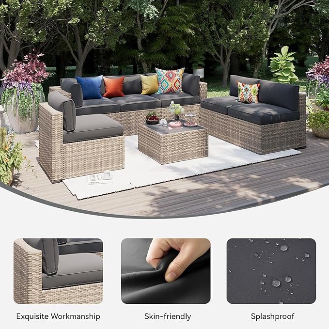 Aoxun 14pcs Patio Cushion Covers Replacement, Waterproof Outdoor Furniture - Image 3