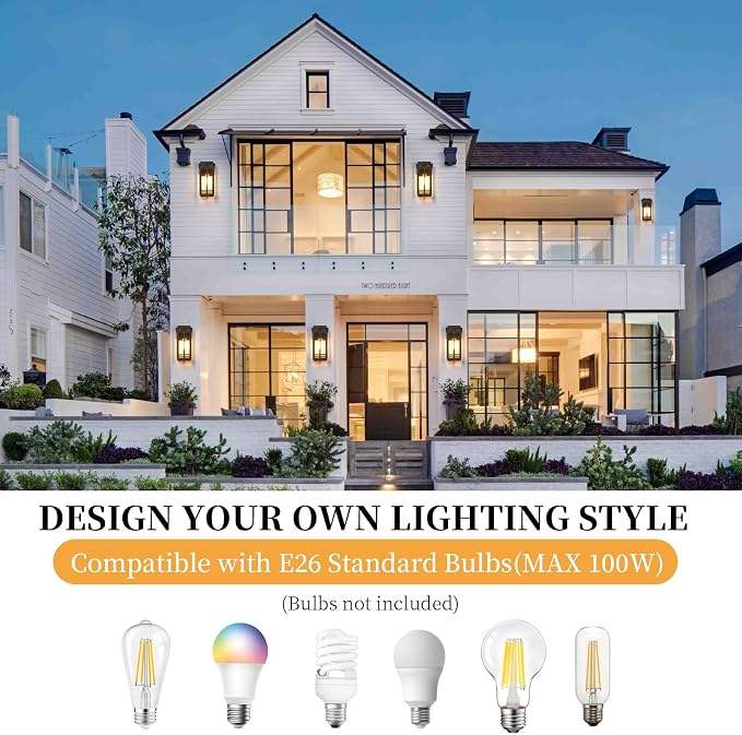 12'' Outdoor Wall Light Fixtures 2 Packs, Exterior Lighting Fixtures Wall - Image 6