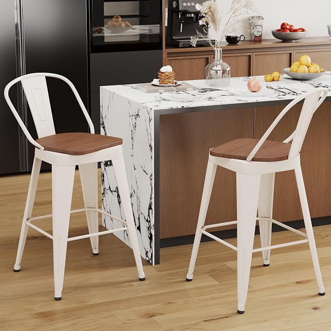 Aklaus Swivel Metal Bar Stools 24 inch Swivel Counter Height Barstools Set of 2 - Image 5