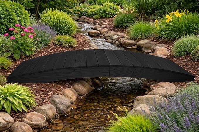 8 FT Black Amish Made Pinewood Heavy Duty Garden Bridge - Image 6