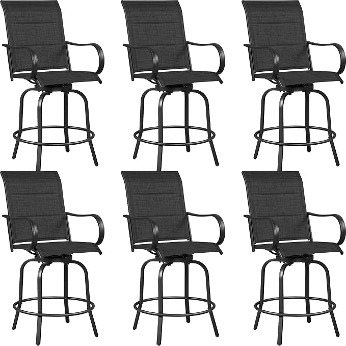 Yaheetech 6 Piece Patio Swivel Bar Stools Texteline Chairs by Yaheetech