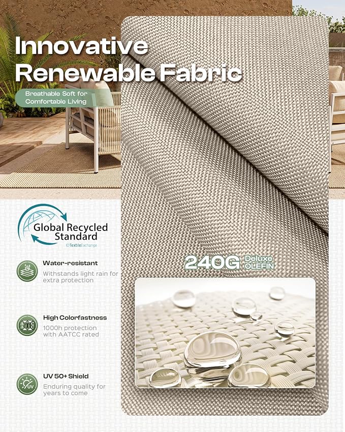 Aluminum Outdoor Patio Couch, 3 Seats HDPE Rope Patio Sofa - Image 5
