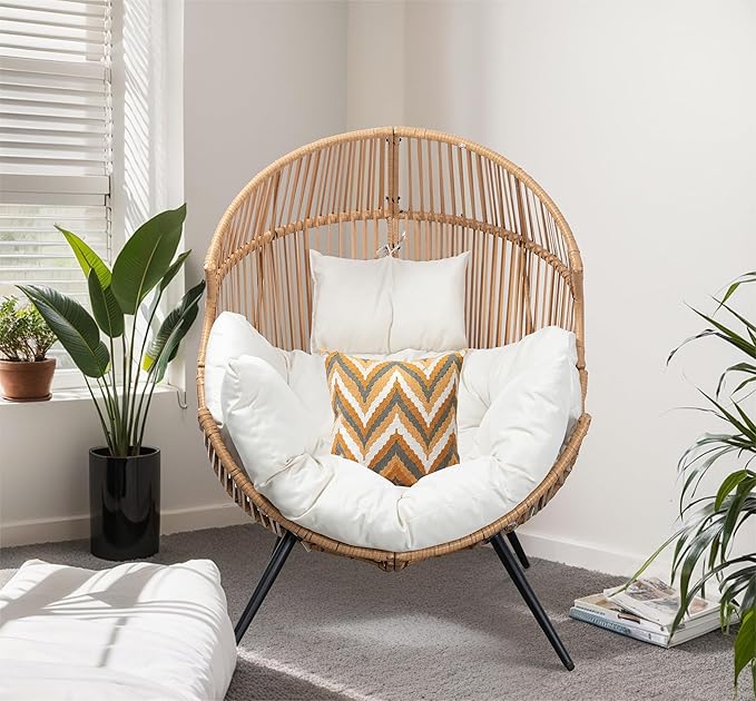 JAMFLY Egg Chair Wicker Outdoor Chairs, Oversized Patio Chair Oversized Lounger - Image 8