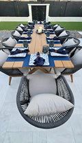 PURPLE LEAF 14 Pieces Patio Dining Set Wicker Outdoor Furniture Rectangular by PURPLELEAF