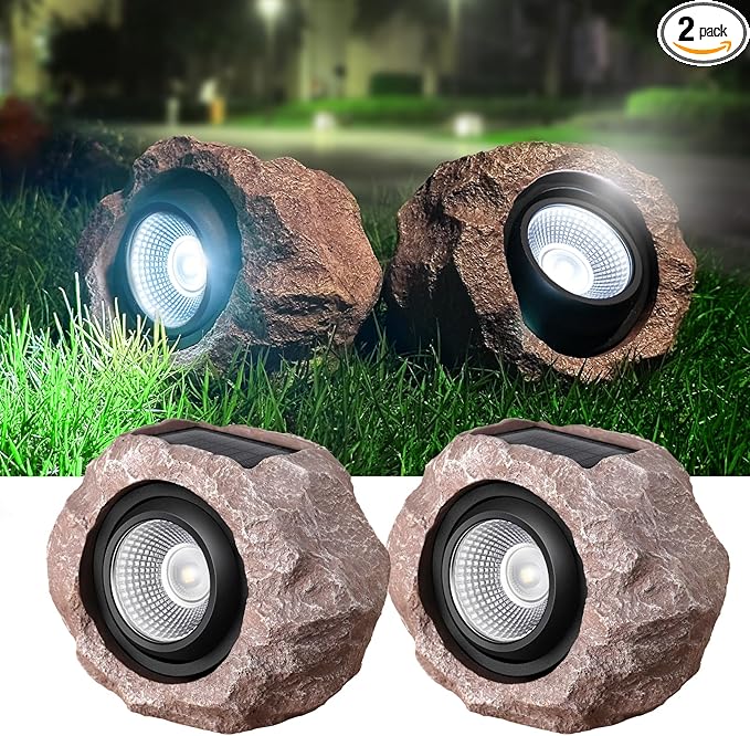 Timeflies Solar Rock Lights Outdoor, 2 Pack Super Bright Solar Spot Lights by Timeflies