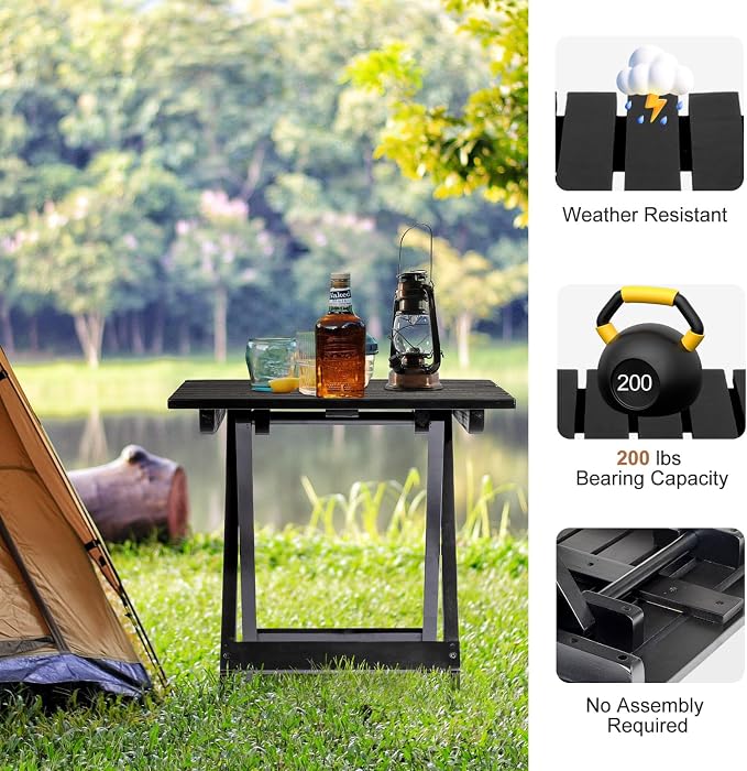 Outvita Wood Folding Side Table, Portable & Lightweight Compact Wooden Side - Image 4