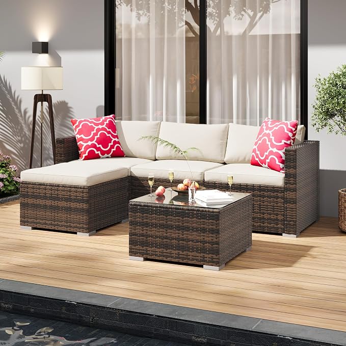 GAOMON 5-Piece All-Weather Patio Furniture Set, Convertible Outdoor Sectional - Image 9