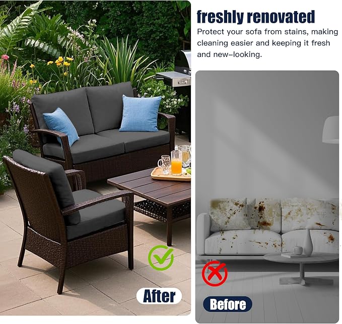 12-Piece Outdoor Cushion & Pillow Cover Set, 8 Seat Covers + 4 Pillow Covers - Image 6