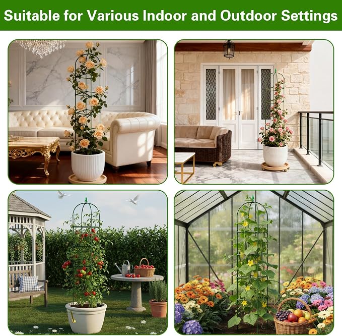2 Pack Garden Obelisk Trellis for Climbing Plants, Tower Potted Cages Plant - Image 7