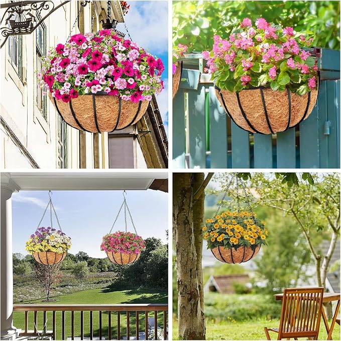 Y&M Pack of 4 12" Pre-Formed Round Coco Fiber Coco Liner Hanging Basket Liners - Image 8