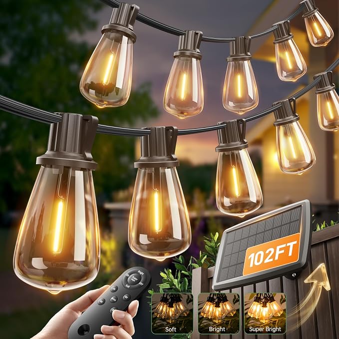 addlon 102FT Solar String Lights Outdoor by addlon