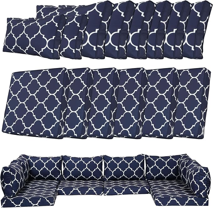 14 Piece Outdoor Patio Cushion Cover Replacement, Waterproof Patio Cushion by SpaceHop