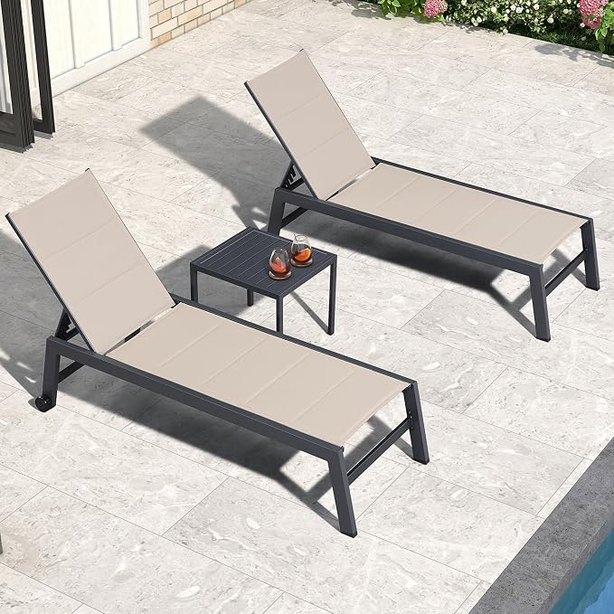 PURPLE LEAF Outdoor Patio Chaise Lounge Set of 4 Aluminum Lounge Chair - Image 9