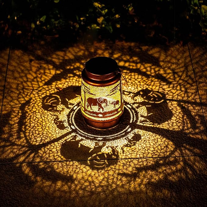 Elephant Solar Lanterns Outdoor Waterproof Hanging Solar Lights Elephant Gifts by TIGGSY