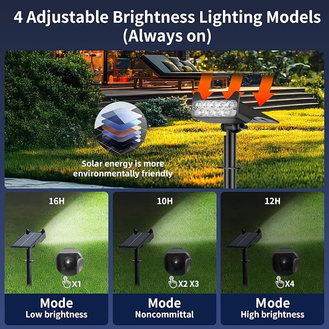 Solar Spotlights Outdoor Waterproof Landscape Path Lights Solar Dusk to Dawn - Image 4