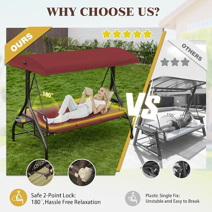 Upgrade 180° Convertible Outdoor Swing - Image 2