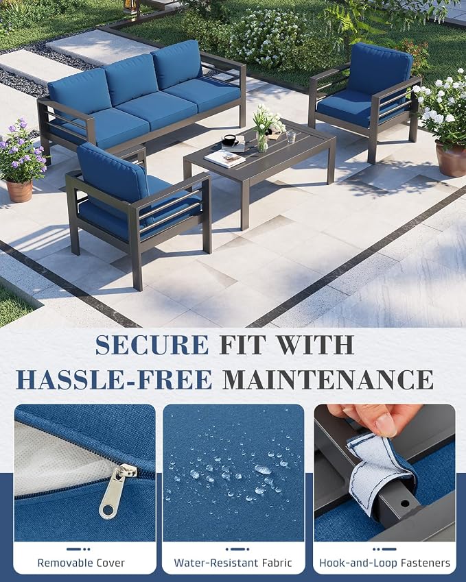 AECOJOY Aluminum Patio Furniture Set, 5 Seats Modern Outdoor Furniture - Image 4