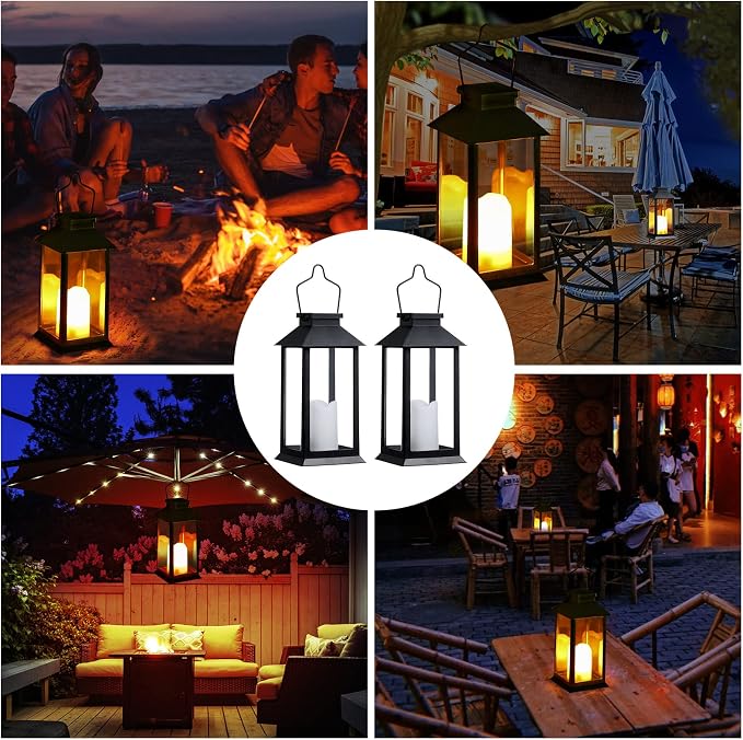 Tomshine 2 Pack Solar Lanterns, Outdoor Garden Hanging Lanterns, 11.8 Inch LED - Image 3