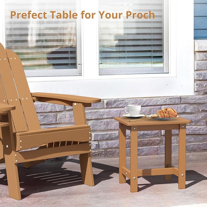 LUE BONA Outdoor Side Table Set of 2, HDPS Small Outdoor Adirondack Side Tables - Image 4
