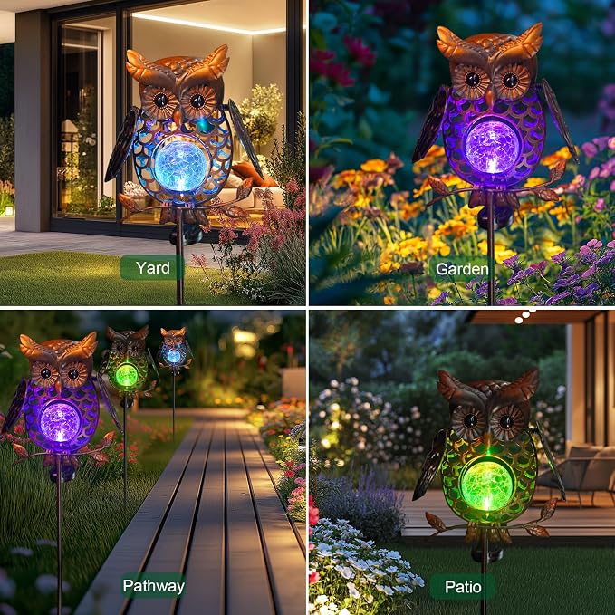 HONGLAND Solar Lights Outdoor Decor Waterproof, Solar Owl Garden Decorative - Image 4