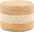 Handwoven Water Hyacinth Ottoman Pouf, Round Outdoor Footstool by LGENHOOMHandwovenNaturalWaterHyacinthBasket