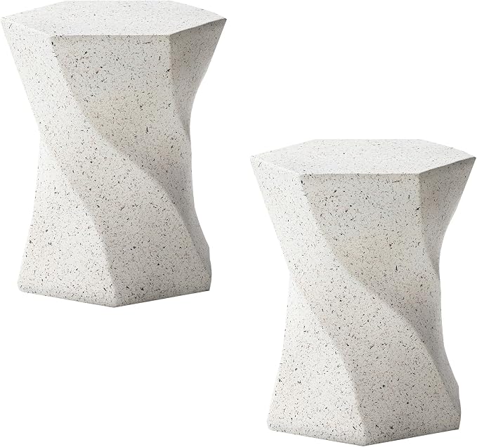 Glitzhome Outdoor Side Table Set of 2, 17.75" H Decorative Garden Stool MGO by Glitzhome