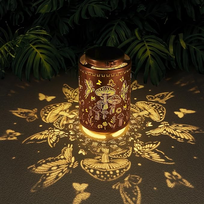 Solar Lanterns Outdoor Waterproof Mushroom Butterfly Garden Decor Gifts by Tepaken