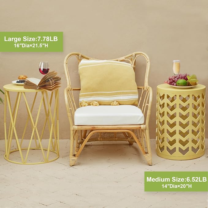 Nesting Side Table Set of 3 Decorative Round Garden Stools - Image 6