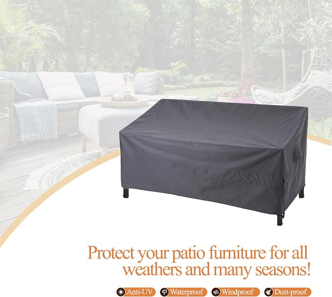 WJ-X3 2-Seater Outdoor Loveseat Covers, Heavy Duty Patio Couch Covers, Patio - Image 8