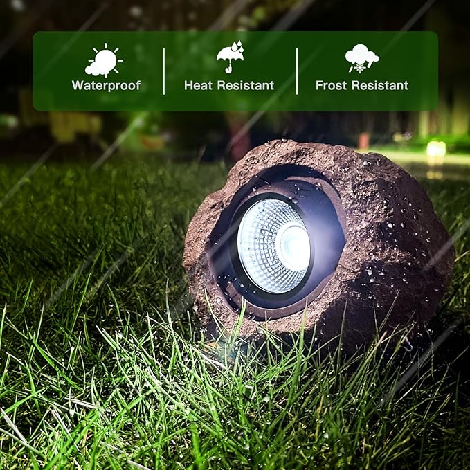 Timeflies Solar Rock Lights Outdoor 1 Pack, Bright Solar Spotlights Outdoor - Image 3