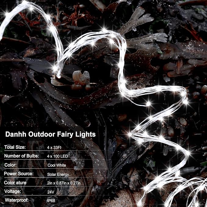 4 Pack Solar Fairy Lights 131.2Ft 400 LED, Twinkle Lights - Image 3