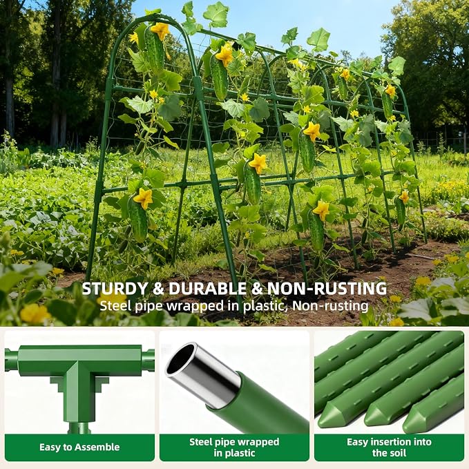 Cucumber Trellis for Raised Bed, U-Shape Garden Arch Metal Support for Climbing - Image 4