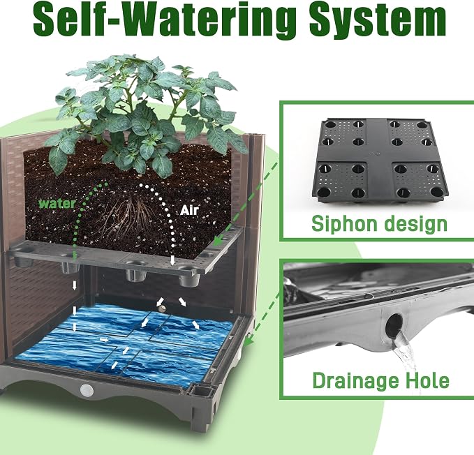 Raised Garden Bed with Tomato Planter Cage, 50.4" Self Watering Tomato Planter - Image 4