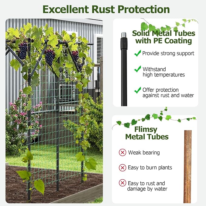 HAPPYGRILL Garden Arch Trellis for Climbing Plants Outdoor, Rustproof PE-Coated - Image 4