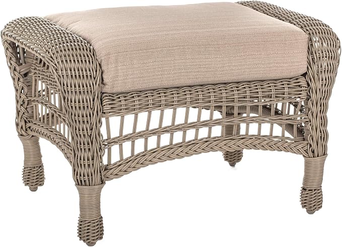 Saturn Collection Outdoor Garden Patio Ottoman Light Brown by Unknown