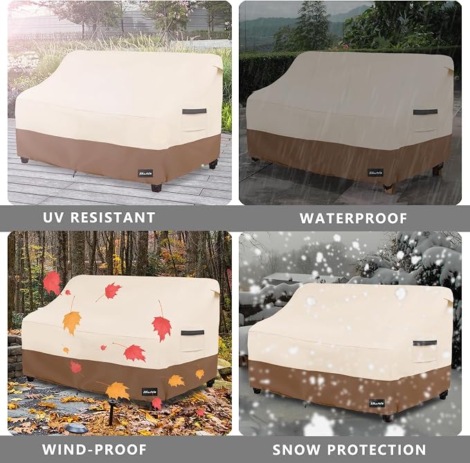 3-Seater Patio Sofa Cover, 85W x 37D x 35H Inches Outdoor Couch Cover, 100% - Image 7