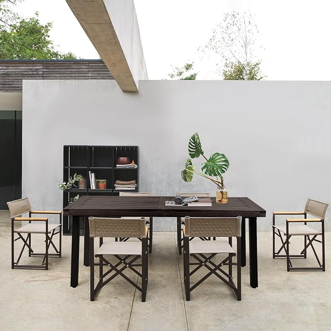 Flamaker Dining Table for 6 FSC Acacia Wood Indoor Outdoor Home Kitchen Table - Image 5